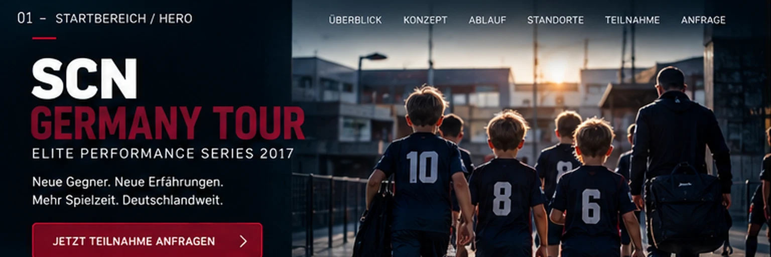 Nachwuchsteam bei der Anreise – SCN Germany Tour Konzeptvisualisierung
